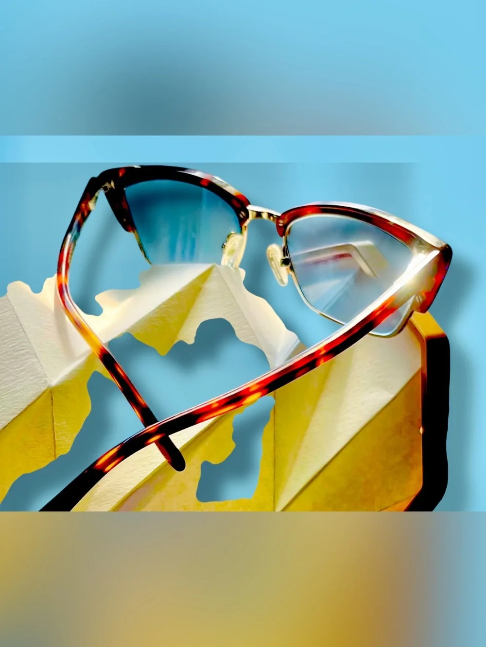 EyeBuyDirect premium progressive +2.5 light blue reading sunglasses